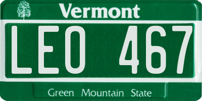 VT license plate LEO467