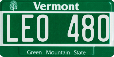 VT license plate LEO480