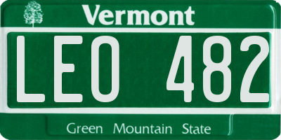 VT license plate LEO482