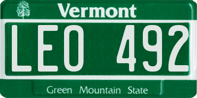 VT license plate LEO492