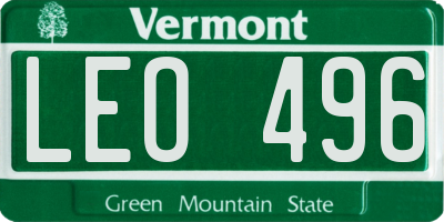 VT license plate LEO496
