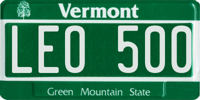 VT license plate LEO500