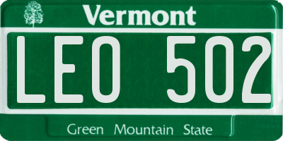 VT license plate LEO502