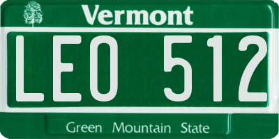 VT license plate LEO512