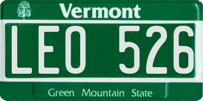 VT license plate LEO526