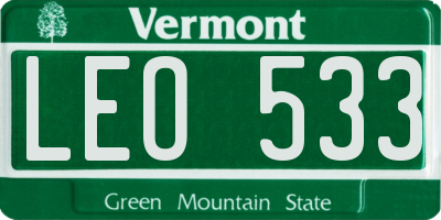VT license plate LEO533