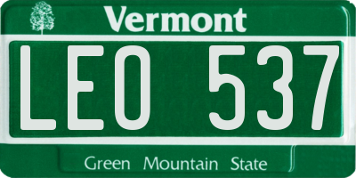 VT license plate LEO537