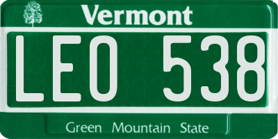 VT license plate LEO538