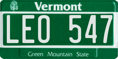 VT license plate LEO547