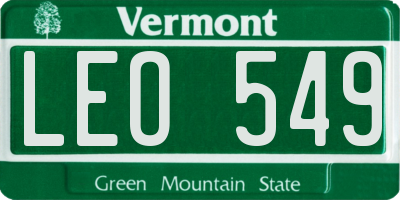 VT license plate LEO549