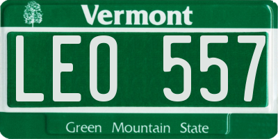 VT license plate LEO557