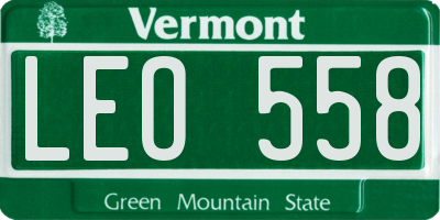 VT license plate LEO558