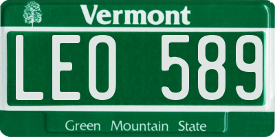 VT license plate LEO589