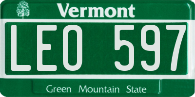 VT license plate LEO597