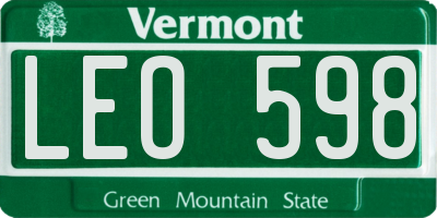 VT license plate LEO598