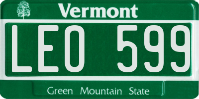 VT license plate LEO599