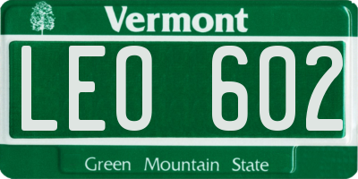 VT license plate LEO602