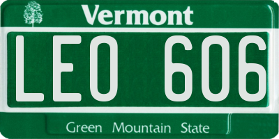 VT license plate LEO606