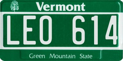 VT license plate LEO614