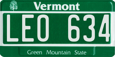 VT license plate LEO634