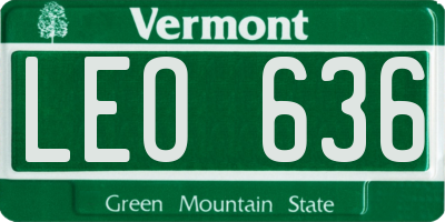 VT license plate LEO636