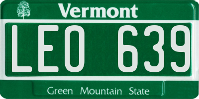 VT license plate LEO639