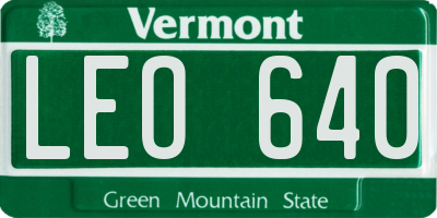 VT license plate LEO640