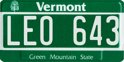 VT license plate LEO643
