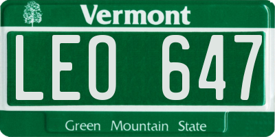 VT license plate LEO647