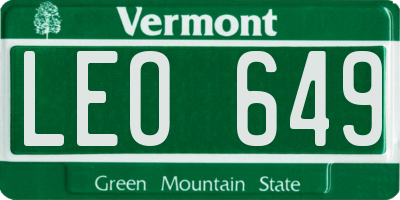 VT license plate LEO649
