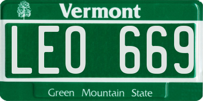 VT license plate LEO669