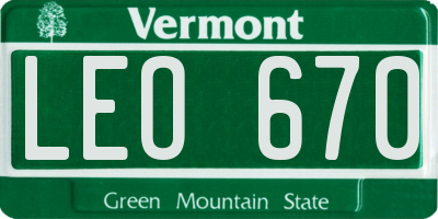 VT license plate LEO670