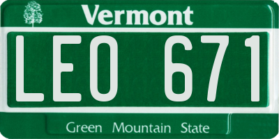 VT license plate LEO671