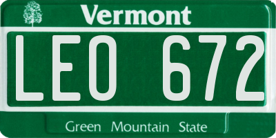 VT license plate LEO672