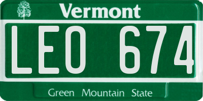 VT license plate LEO674
