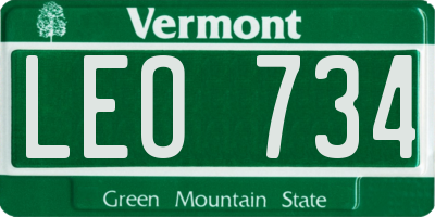 VT license plate LEO734