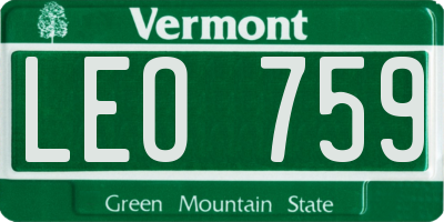 VT license plate LEO759