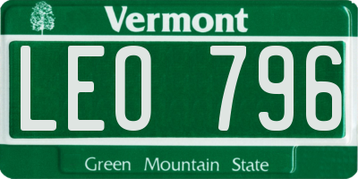 VT license plate LEO796