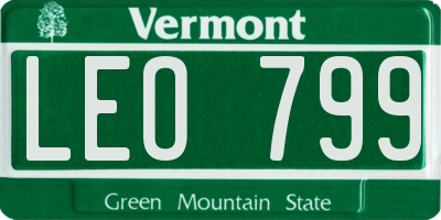 VT license plate LEO799