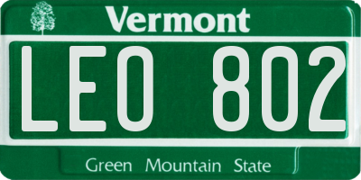 VT license plate LEO802