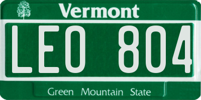 VT license plate LEO804