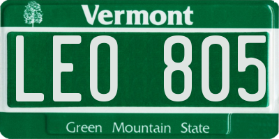 VT license plate LEO805