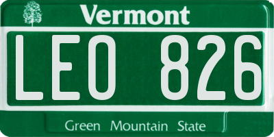 VT license plate LEO826