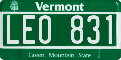 VT license plate LEO831