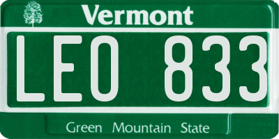 VT license plate LEO833