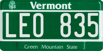VT license plate LEO835