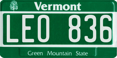 VT license plate LEO836