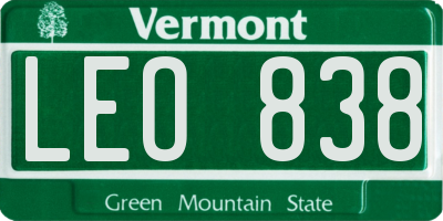 VT license plate LEO838