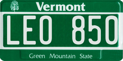 VT license plate LEO850