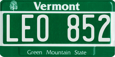 VT license plate LEO852